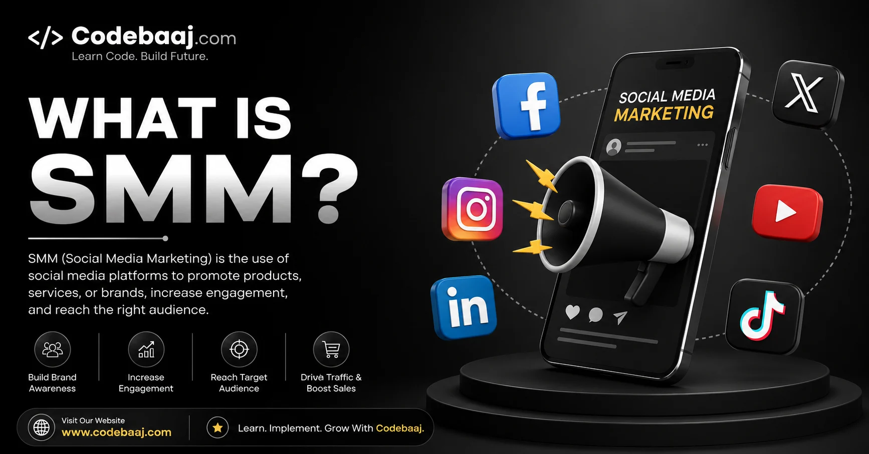 Social Media Marketing SMM complete guide for beginners and businesses by CodeBaaj