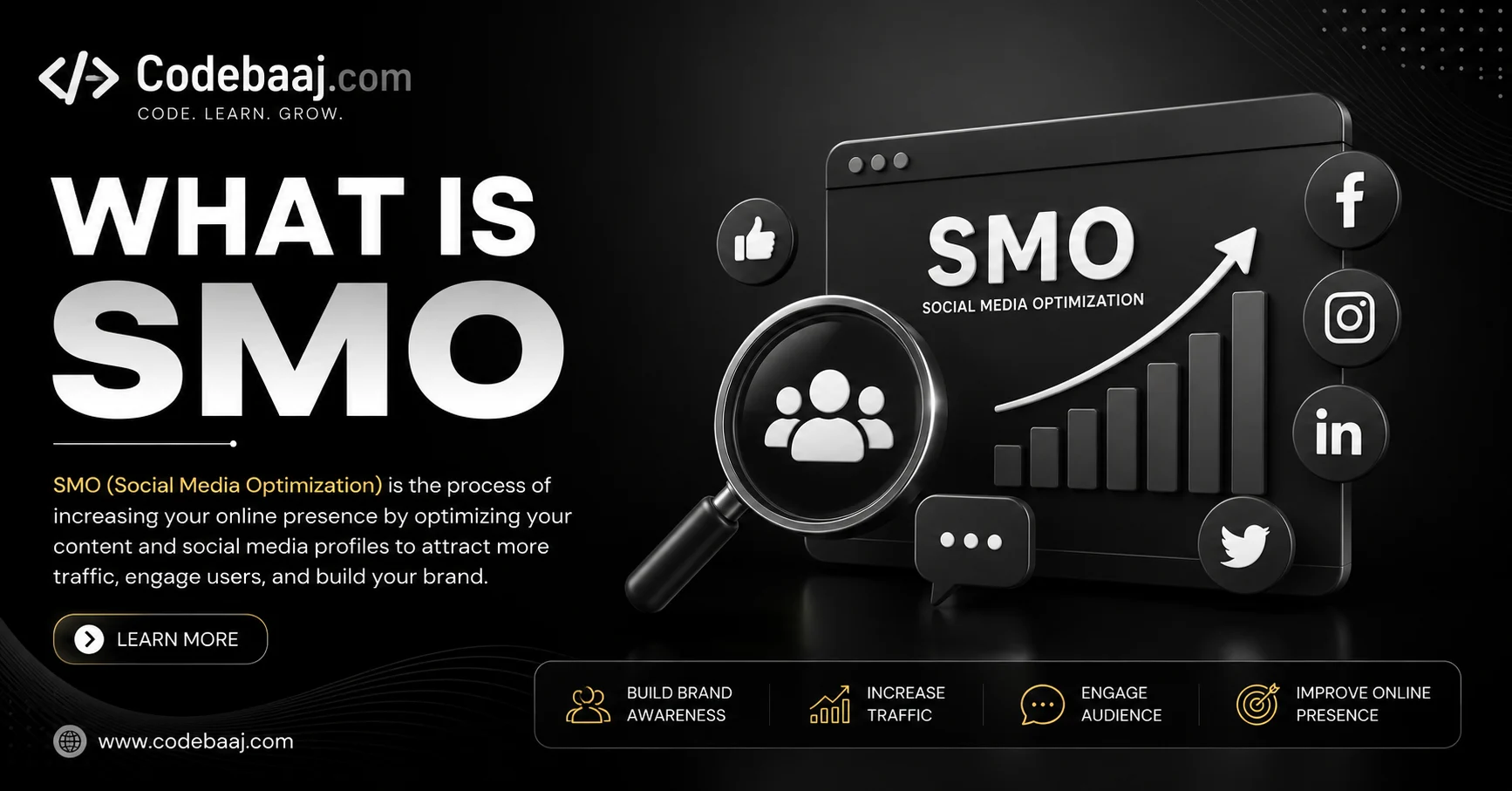 SMO Social Media Optimization complete guide for beginners and businesses by CodeBaaj